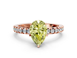 Rose gold Fancy Yellow Pear  Diamond Pavé Band Solitaire with Four-Prong Setting_195