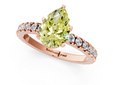 Rose gold Fancy Yellow Pear  Diamond Pavé Band Solitaire with Four-Prong Setting_196