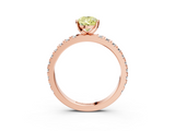Rose gold Fancy Yellow Pear  Diamond Pavé Band Solitaire with Four-Prong Setting_198