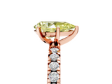 Rose gold Fancy Yellow Pear  Diamond Pavé Band Solitaire with Four-Prong Setting_200