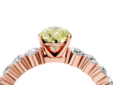 Rose gold Fancy Yellow Pear  Diamond Pavé Band Solitaire with Four-Prong Setting_7