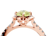 Rose gold Fancy Yellow Pear  Diamond Pave Band with Floral Prong Setting_31