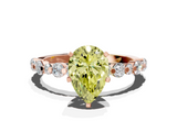 Rose gold Fancy Yellow Pear  Diamond Prong Set Engagement Ring with Pave Band_205
