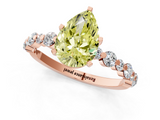 Rose gold Fancy Yellow Pear  Diamond Prong Set Engagement Ring with Pave Band_208