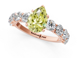 Rose gold Fancy Yellow Pear  Diamond Prong Setting with Side Stones on a Pave Band_135
