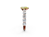 Rose gold Fancy Yellow Pear  Diamond Prong Setting with Side Stones on a Pave Band_136