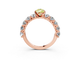 Rose gold Fancy Yellow Pear  Diamond Prong Setting with Side Stones on a Pave Band_137