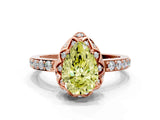 Rose gold Fancy Yellow Pear  Diamond Solitaire Ring with Shared Prong Pavé Band_54