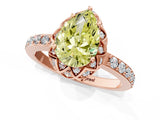 Rose gold Fancy Yellow Pear  Diamond Solitaire Ring with Shared Prong Pavé Band_55