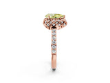 Rose gold Fancy Yellow Pear  Diamond Solitaire Ring with Shared Prong Pavé Band_56
