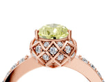 Rose gold Fancy Yellow Pear  Diamond Solitaire Ring with Shared Prong Pavé Band_58