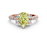 Rose gold Fancy Yellow Pear  Diamond Three-Stone Pave Band with Four-Prong Setting_20