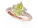 Rose gold Fancy Yellow Pear  Diamond Three-Stone Pave Band with Four-Prong Setting_21