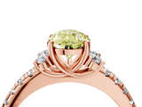 Rose gold Fancy Yellow Pear  Diamond Three-Stone Pave Band with Four-Prong Setting_24