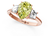 Rose gold Fancy Yellow Pear  Diamond Three-Stone Ring with Trapezoid Side Stones and Prong Setting_18