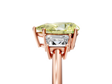 Rose gold Fancy Yellow Pear  Diamond Three-Stone Ring with Trapezoid Side Stones and Prong Setting_22