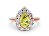 Rose gold Fancy Yellow Pear  Halo Cluster Diamond Engagement Ring with Prong Setting and Polished Band_21