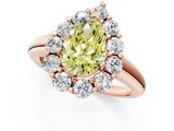 Rose gold Fancy Yellow Pear  Halo Cluster Diamond Engagement Ring with Prong Setting and Polished Band_22