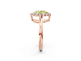 Rose gold Fancy Yellow Pear  Halo Cluster Diamond Engagement Ring with Solitaire Band and Prong Setting_51