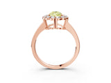 Rose gold Fancy Yellow Pear  Halo Cluster Diamond Engagement Ring with Solitaire Band and Prong Setting_52
