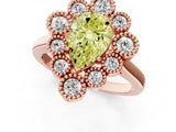 Rose gold Fancy Yellow Pear  Halo Diamond Cluster Engagement Ring with Milgrain Bezel Setting and Solitaire Band_70