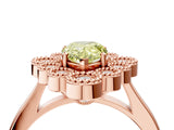 Rose gold Fancy Yellow Pear  Halo Diamond Cluster Engagement Ring with Milgrain Bezel Setting and Solitaire Band_73