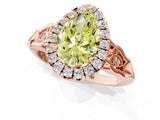 Rose gold Fancy Yellow Pear  Halo Diamond Engagement Ring with Filigree Band and Four-Prong Setting_82