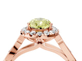 Rose gold Fancy Yellow Pear  Halo Diamond Engagement Ring with Filigree Band and Four-Prong Setting_85