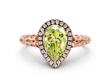 Rose gold Fancy Yellow Pear  Halo Diamond Engagement Ring with Intricate Filigree Band and Four-Prong Setting_54