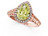 Rose gold Fancy Yellow Pear  Halo Diamond Engagement Ring with Intricate Filigree Band and Four-Prong Setting_55