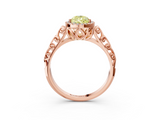 Rose gold Fancy Yellow Pear  Halo Diamond Engagement Ring with Intricate Filigree Band and Four-Prong Setting_57