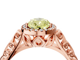 Rose gold Fancy Yellow Pear  Halo Diamond Engagement Ring with Intricate Filigree Band and Four-Prong Setting_58