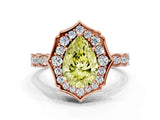 Rose gold Fancy Yellow Pear  Halo Diamond Engagement Ring with Milgrain Band and Four-Prong Setting_37
