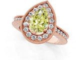 Rose gold Fancy Yellow Pear  Halo Diamond Engagement Ring with Milgrain Pave Band and Four-Prong Setting_76