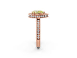Rose gold Fancy Yellow Pear  Halo Diamond Engagement Ring with Milgrain Pave Band and Four-Prong Setting_77