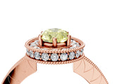 Rose gold Fancy Yellow Pear  Halo Diamond Engagement Ring with Milgrain Pave Band and Four-Prong Setting_79