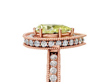 Rose gold Fancy Yellow Pear  Halo Diamond Engagement Ring with Milgrain Pave Band and Four-Prong Setting_80