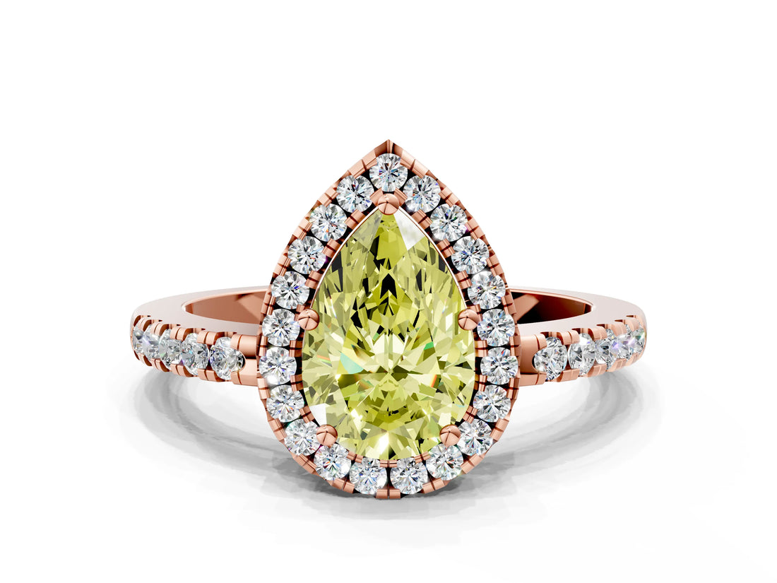 Rose gold Fancy Yellow Pear  Halo Diamond Engagement Ring with Pavé Band and Four-Prong Setting_20