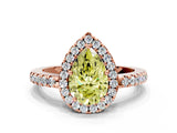 Rose gold Fancy Yellow Pear  Halo Diamond Engagement Ring with Pavé Band and Four-Prong Setting_20