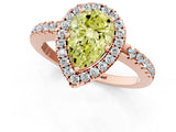 Rose gold Fancy Yellow Pear  Halo Diamond Engagement Ring with Pavé Band and Four-Prong Setting_21