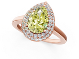 Rose gold Fancy Yellow Pear  Halo Diamond Engagement Ring with Solitaire Band and Four-Prong Setting_21