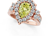 Rose gold Fancy Yellow Pear  Halo Diamond Engagement Ring with Split Shank and Four-Prong Setting_43