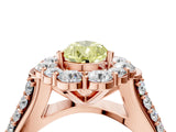 Rose gold Fancy Yellow Pear  Halo Diamond Engagement Ring with Split Shank and Prong Setting_70
