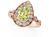 Rose gold Fancy Yellow Pear  Halo Diamond Engagement Ring with Twisted Band and Four-Prong Setting 1