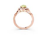 Rose gold Fancy Yellow Pear  Halo Diamond Engagement Ring with Twisted Band and Four-Prong Setting 3
