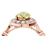 Rose gold Fancy Yellow Pear  Halo Diamond Engagement Ring with Twisted Band and Four-Prong Setting 4