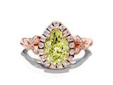 Rose gold Fancy Yellow Pear  Halo Diamond Engagement Ring with Vintage-Inspired Band and Four-Prong Setting_3