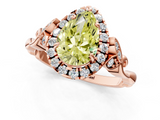 Rose gold Fancy Yellow Pear  Halo Diamond Engagement Ring with Vintage-Inspired Band and Four-Prong Setting_4
