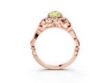 Rose gold Fancy Yellow Pear  Halo Diamond Engagement Ring with Vintage-Inspired Band and Four-Prong Setting_6