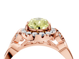 Rose gold Fancy Yellow Pear  Halo Diamond Engagement Ring with Vintage-Inspired Band and Four-Prong Setting_7